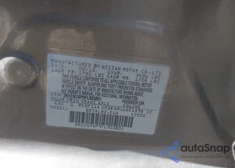 2015 Nissan Versa 1.6 Sv z USA, uszkodzony, nr VIN 3N1CN7AP9FL903801